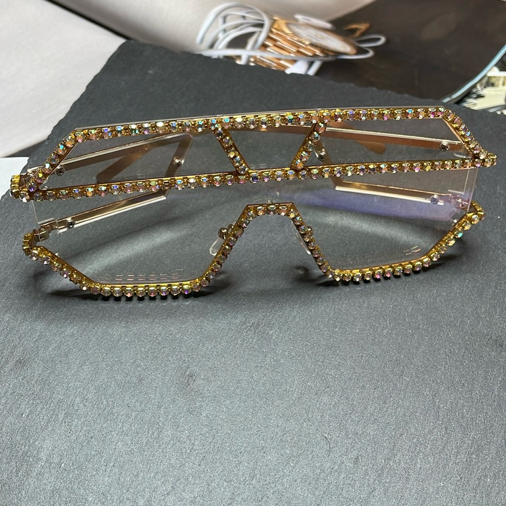 Clear rhinestone sunglasses